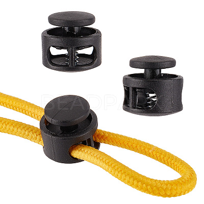 40Pcs 2 Colors Plastic Spring Cord Locks FIND-GF0004-08-1