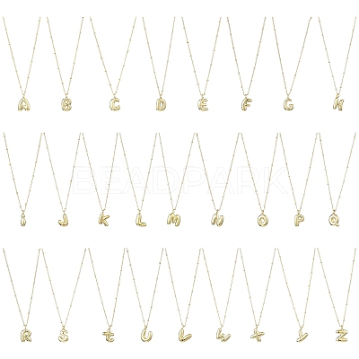 1Pc Initial Letter Brass Pendant Necklaces NJEW-YW0001-24M-1