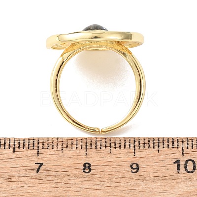 Brass Enamel Cuff Rings for Women RJEW-K264-05G-1