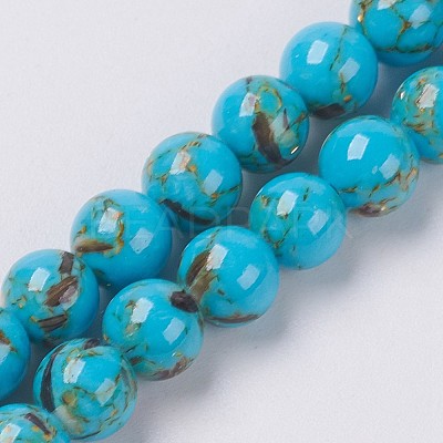 Sea Shell and Synthetic Turquoise Assembled Beads Strands G-G758-04-8mm-1