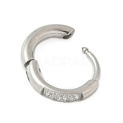 316 Stainless Steel Micro Pave Clear Cubic Zirconia Hoop Cartilage Earrings WG9FB89-04-1