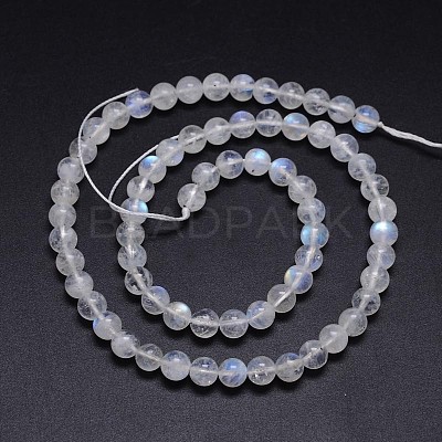 Natural Rainbow Moonstone Round Bead Strands G-M263-C-02-1