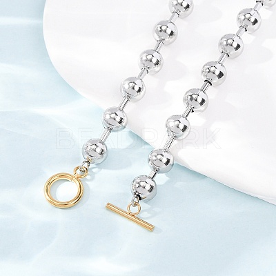 201 Stainless Steel Ball Chain Necklaces with Golden Tone OT Clasps SA-CBAD3BB-05P-1