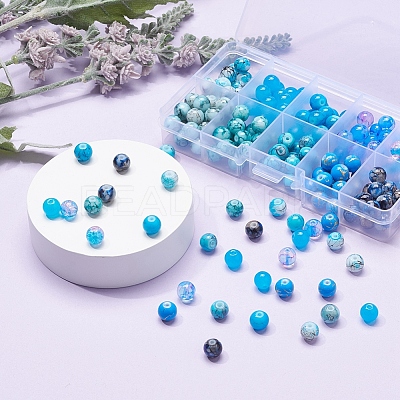 10 Style Spray Painted & Drawbench Transparent & Baking Paint Glass Beads GLAA-YW0001-26B-1