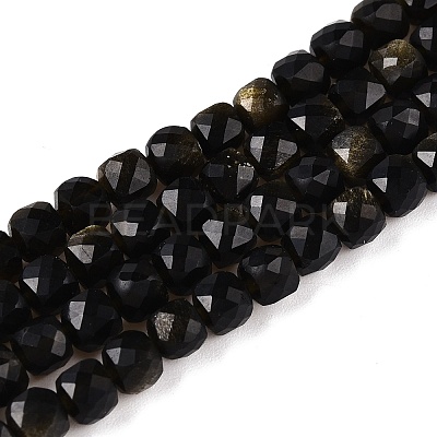 Natural Golden Sheen Obsidian Beads Strands G-N342-110-1