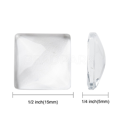 Transparent Glass Square Cabochons GGLA-S022-15mm-1