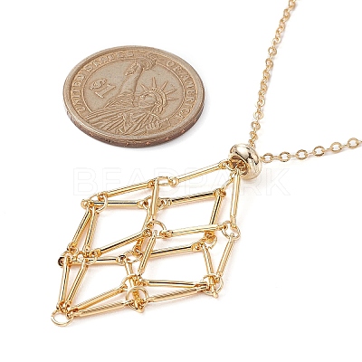 Brass Macrame Pouch Empty Stone Holder for Pendant Necklaces Making NJEW-JN04440-02-1