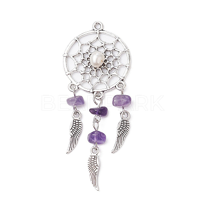 Natural Amethyst Chip Big Pendants PALLOY-AL0070-01-1