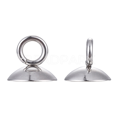 202 Stainless Steel Bead Cap Pendant Bails STAS-L198-05B-1