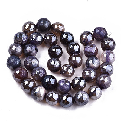 Electroplate Natural Agate Beads Strands G-T131-55-24-1