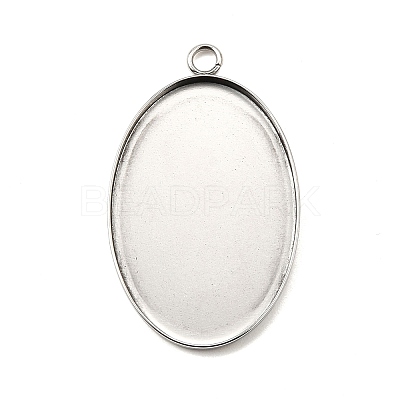 Tarnish Resistant 304 Stainless Steel Pendant Cabochon Settings X-STAS-K148-03-01-1