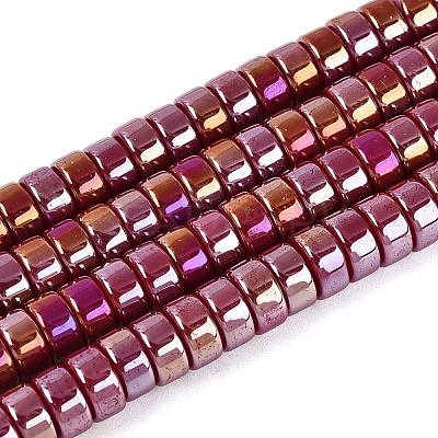 AB Color Plated Opaque Glass Beads Strands GLAA-T026-3x6mm-P14-1