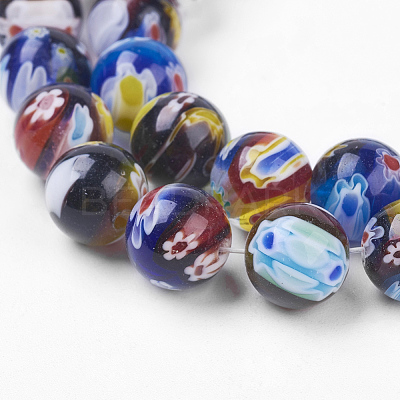 Handmade Millefiori Glass Beads Strands LK-F011-01-1