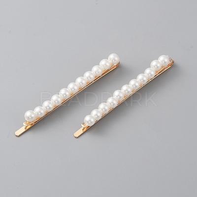 Ferroalloy Plastic Pearl Beads Hair Bobby Pins FIND-WH0101-04A-1