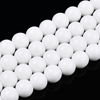 Opaque Solid Color Glass Beads Strands GLAA-T032-P8mm-02-1