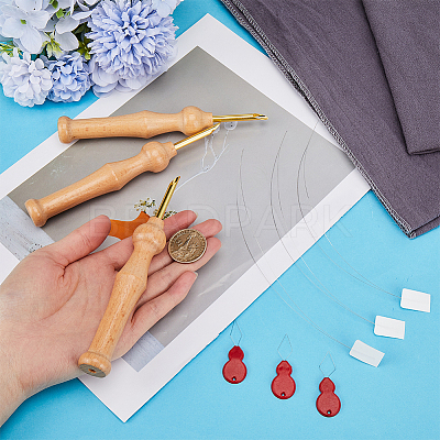 3Pcs Wood Embroidery Punch Needle DIY-GF0008-87-1