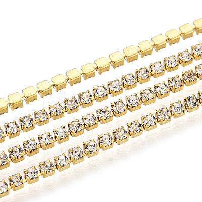 Brass Rhinestone Strass Chains CHC-T001-SS4.5-01G-1