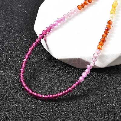 3MM Faceted Round Colorful Cubic Zirconia Beaded Necklaces for Women NJEW-A047-01G-1