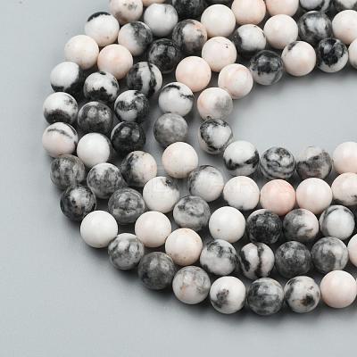 Natural Pink Zebra Jasper Beads Strands X-G-P231-01-4mm-1