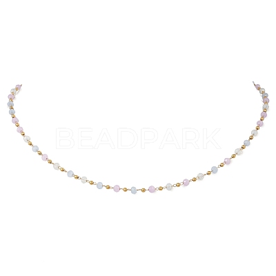 Handmade Faceted Rondelle Glass Beaded Link Chain Necklaces NJEW-JN05744-02-1