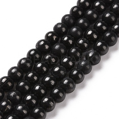 Natural Shungite Beads Strands G-D481-15B-4MM-1