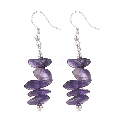Natural Amethyst Chips Beaded Jewelry Set SJEW-JS01232-03-1
