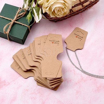 Fold Over Kraft Paper Adhesive Jewelry Display Cards for Necklace & Bracelet Display CDIS-YW0001-06-1
