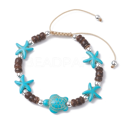 Coconut Braided Bead Bracelets BJEW-JB10078-02-1
