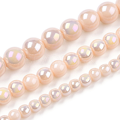 Electroplate Opaque Glass Beads Strands GLAA-T032-P8mm-AB09-1