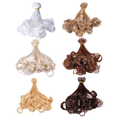 6Pcs 6 Styles High Temperature Fiber Long Pear Perm Hairstyle Doll Wig Hair DIY-GL0005-63A-1