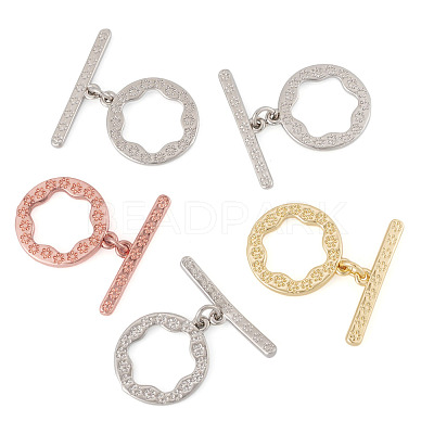 5Pcs Flat Round Brass Toggle Clasps KK-TADJ0001-23-1