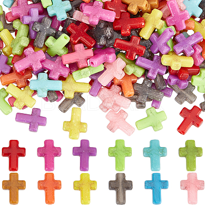 300Pcs Crackle Opaque Acrylic Beads OACR-SP0001-06-1