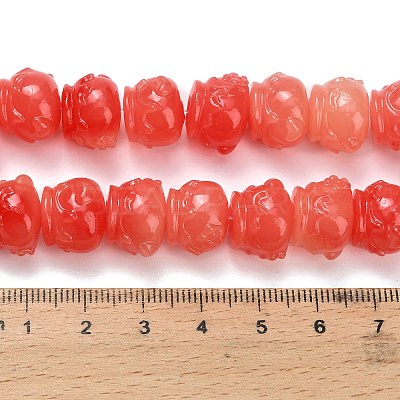 Synthetic Coral Dyed Carved Beads BSHE-H114-03C-1