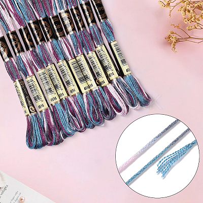 10 Skeins 6-Ply Polyester Embroidery Floss OCOR-CY0002-99C-1