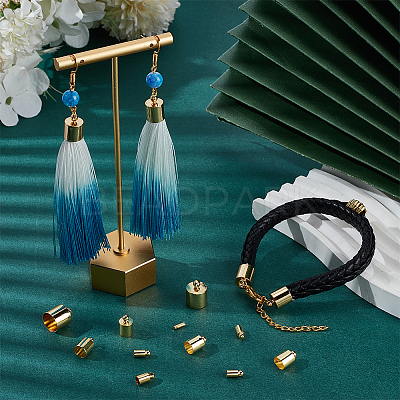 48Pcs 6 Size Brass Cord Ends FIND-BC0005-46-1