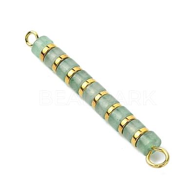 Natural Green Aventurine & Electroplated Synthetic Non-magnetic Hematite Heishi Connector Charms PALLOY-JF03291-02-1
