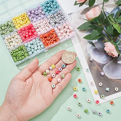 600Pcs 12 Colors Opaque Acrylic Beads OACR-SC0001-50-1