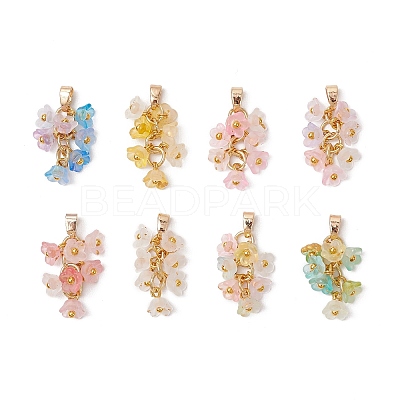 8Pcs Flower Acrylic Charms PALLOY-JF03591-1