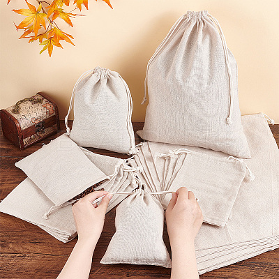 18Pcs 3 Sizes Linen Pouches ABAG-PH0001-46-1