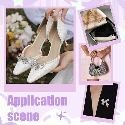 8Pcs 4 Styles Bowknot Alloy & Brass Rhinestone Shoe Decorations AJEW-PH0011-72-1