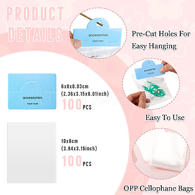 100Pcs Rectangle Clear Polypropylene Cellophane Bags CDIS-TA0001-36B-1
