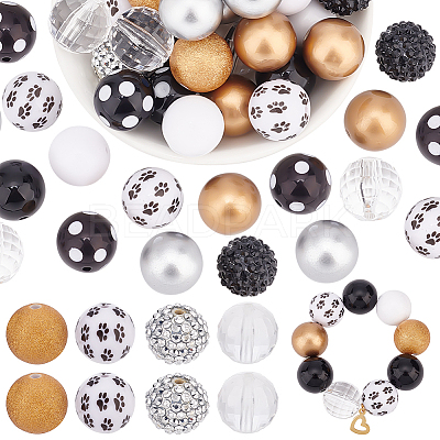 1 Set Mixed Style Acrylic Round Beads Sets SACR-PH0001-52D-1