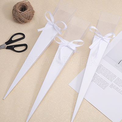 Cone Iridescent Paper Single Rose Packaging Gift Boxes CON-WH0085-50A-1