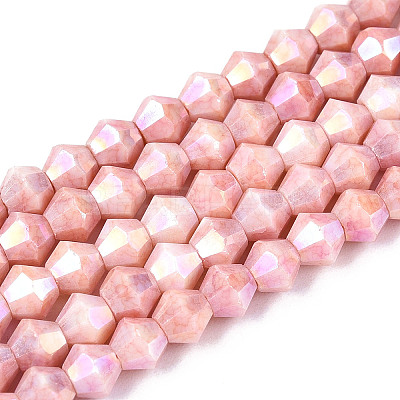 Anti-Tarnish Electroplate Bicone Glass Beads Strands EGLA-T021-4mm-16-05-1