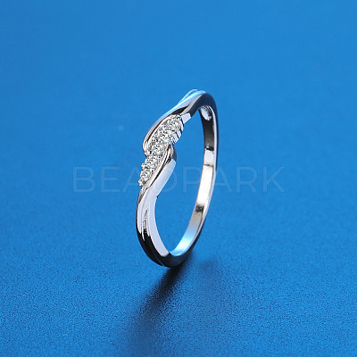 Twist Brass Micro Pave Clear Cubic Zirconia Finger Rings FS-WG5C18D-02-1