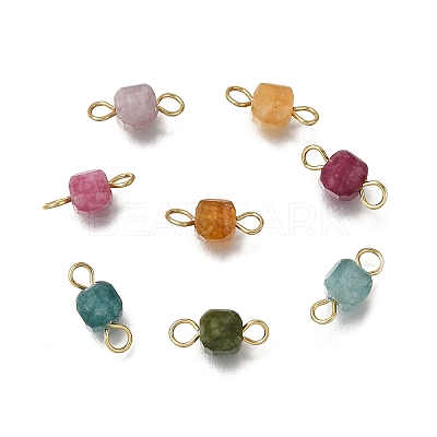 Natural Colorful Tourmaline Faceted Table Cut Cube Links Connector Charms PALLOY-JF04368-01-1