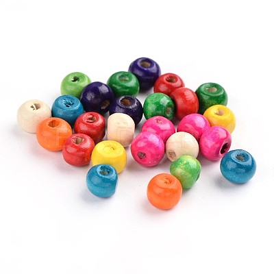Dyed Natural Wood Beads WOOD-Q006-8mm-M-LF-1