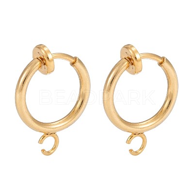 Brass Clip-on Hoop Earring Findings X-KK-P102-01G-1