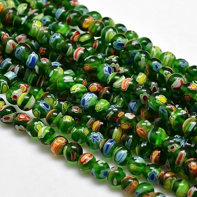 Round Millefiori Glass Beads Strands LK-P001-10-1