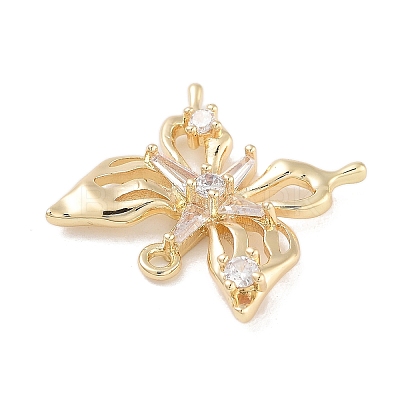 Brass Pave Clear Cubic Zirconia Pendants KK-Z061-14G-01-1